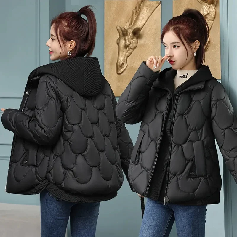 Zimowa kurtka damska Parkas Coat 2024 Nowy gruby ciepły płaszcz z podszewką Kobieca zimowa odzież wierzchnia Luźna kurtka Parkas Snow Wear Outwear