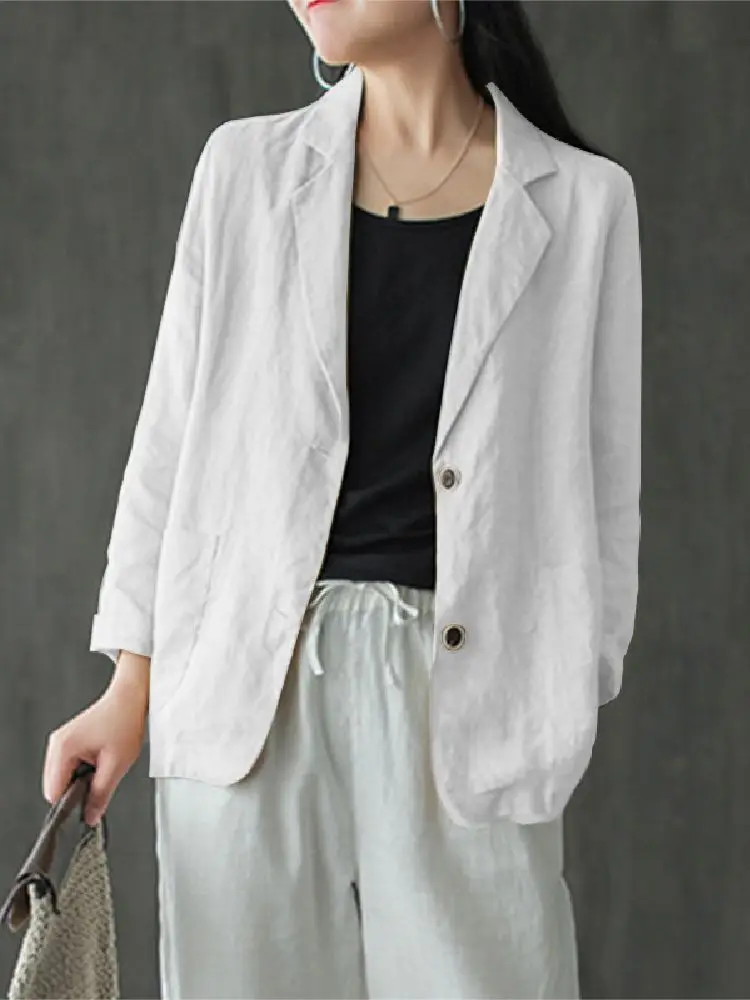 Elegante Feste Blazer Frauen Herbst Mäntel ZANZEA 2023 Casual Langarm Single Button Mäntel Weibliche Revers Outwears Übergroßen