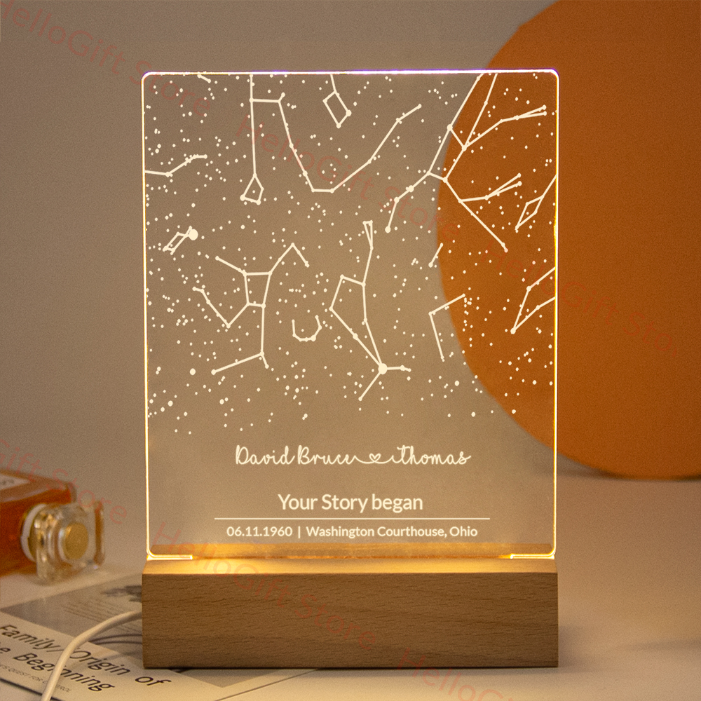 Personalized Constellation Chart Lamp Customized Bedroom NightLight for Couples MOM DAD LOVE Family Birthday Day Souvenirs Gift