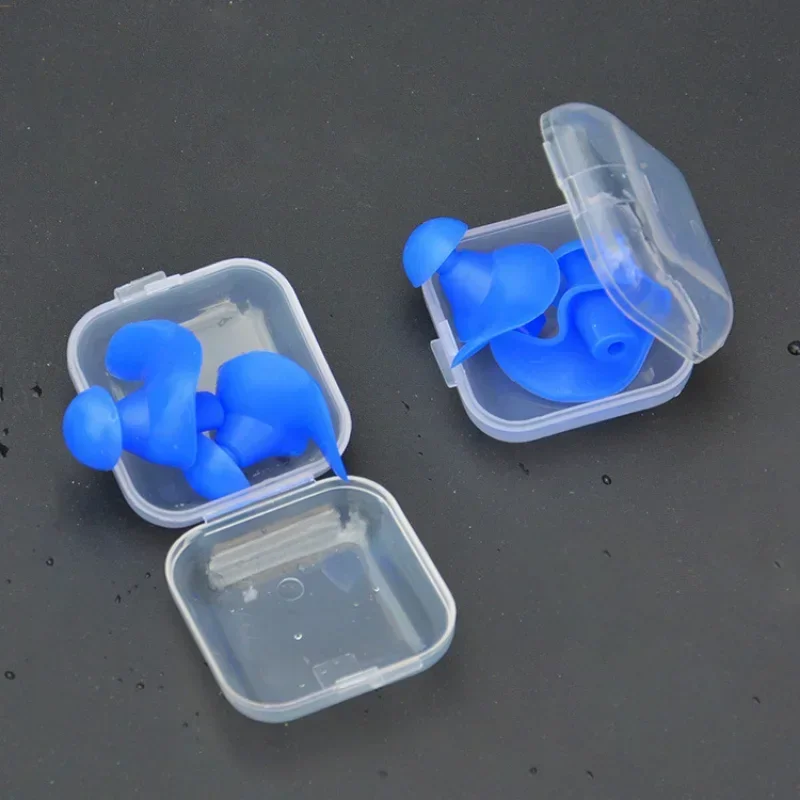 1 par de tampões de ouvido de natação à prova d'água com caixa de silicone macio espiral plugue de ouvido anti ruído para dormir ronco acessórios de mergulho