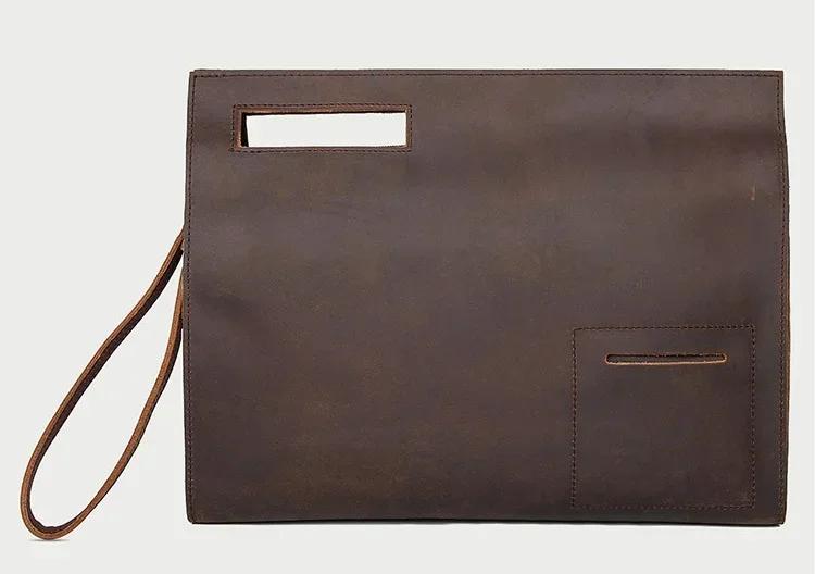 Borsa portadocumenti in pelle MAHEU borsa portadocumenti in vera pelle con File A4 in pelle di cavallo pazzo Business formale