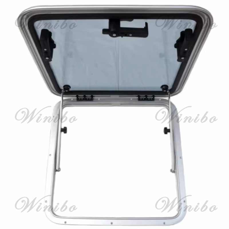 Small-Sized Marine Anodized Aluminum Square Hatch Porthole With Tempered Glass For Marine Boat Window