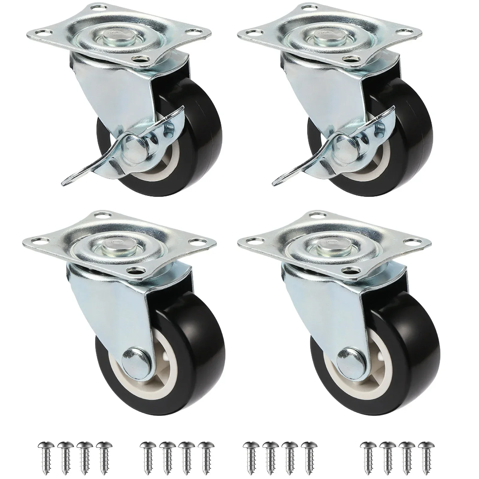 Set Van 4 1 "/1.25"/2 "PVC Meubelwielen Slijtvast Mute Universele Zware Trolley Wielen 360 Graden Zwenkwiel