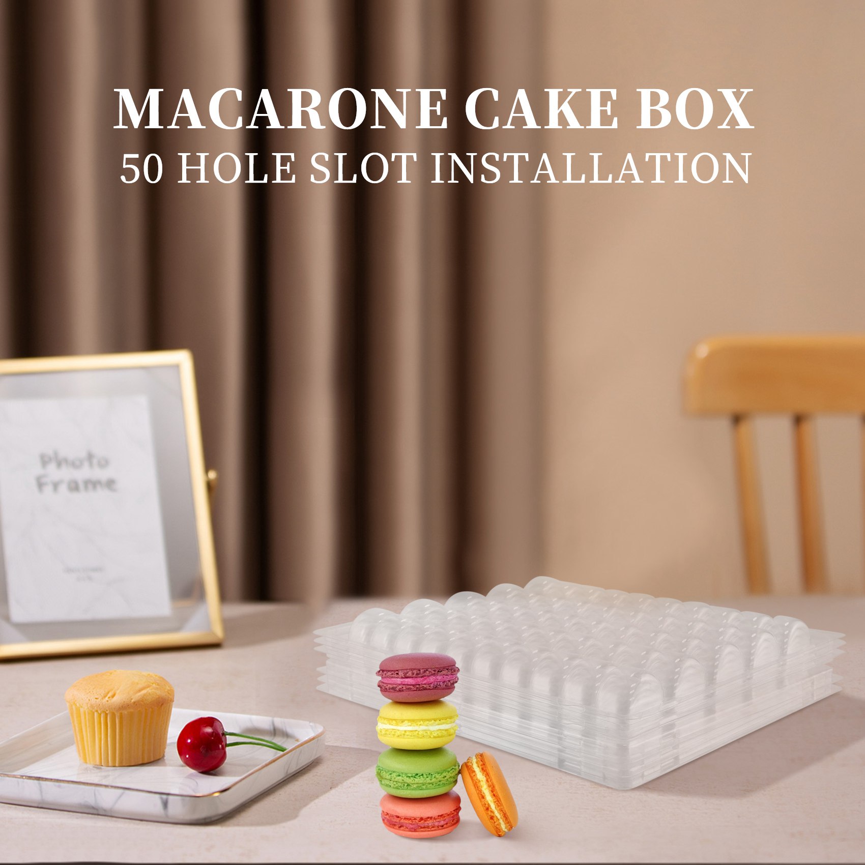 Bandejas de armazenamento de macaron franceses fecháveis PET transparentes - comporta 50 macarons por conjunto - Pacote de 4 conjuntos