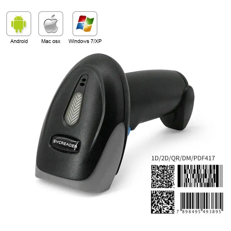 Scanner de código QR 1D/2D USB com fio Leitor de código de barras portátil Scanner de armazém de supermercado de alta velocidade