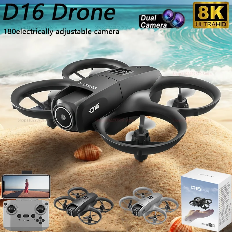 D16 mini drone 8k aéreo hd profissional de câmera dupla helicóptero fluxo óptico gps posicionamento evitar drones de motor sem ônibus uav