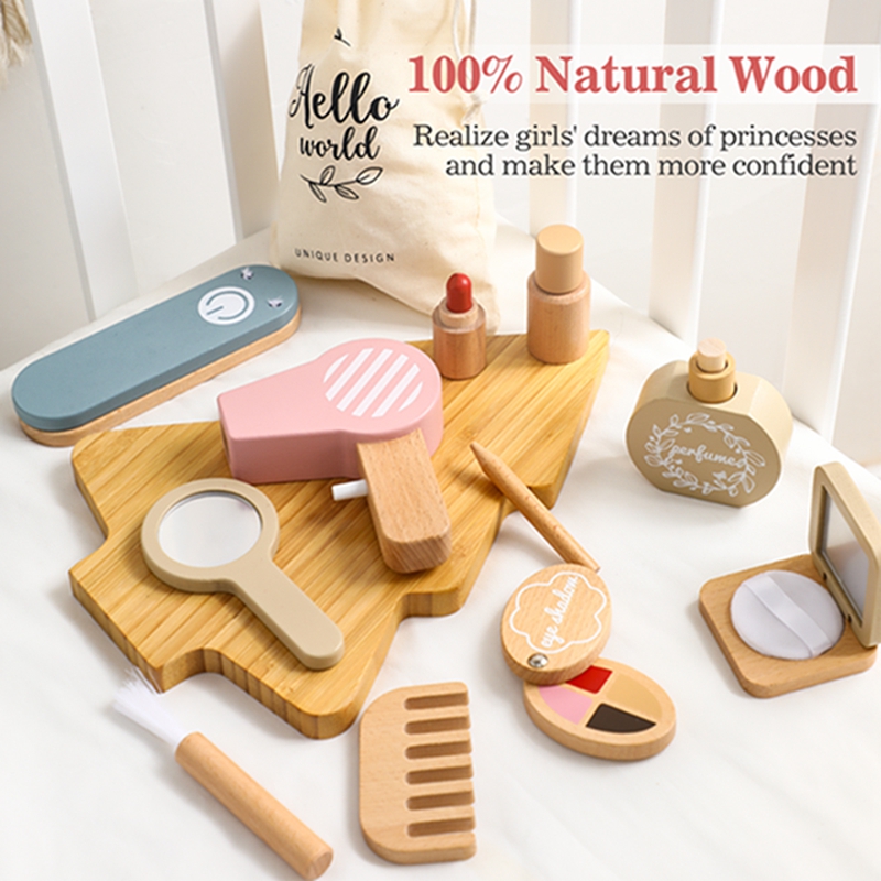 Jouets cosmétiques en bois pour enfants, commode en bois, jouets de maquillage, simulation de maquillage, jouet de simulation pour bébé, maison de jeu pour filles, beauté, mode