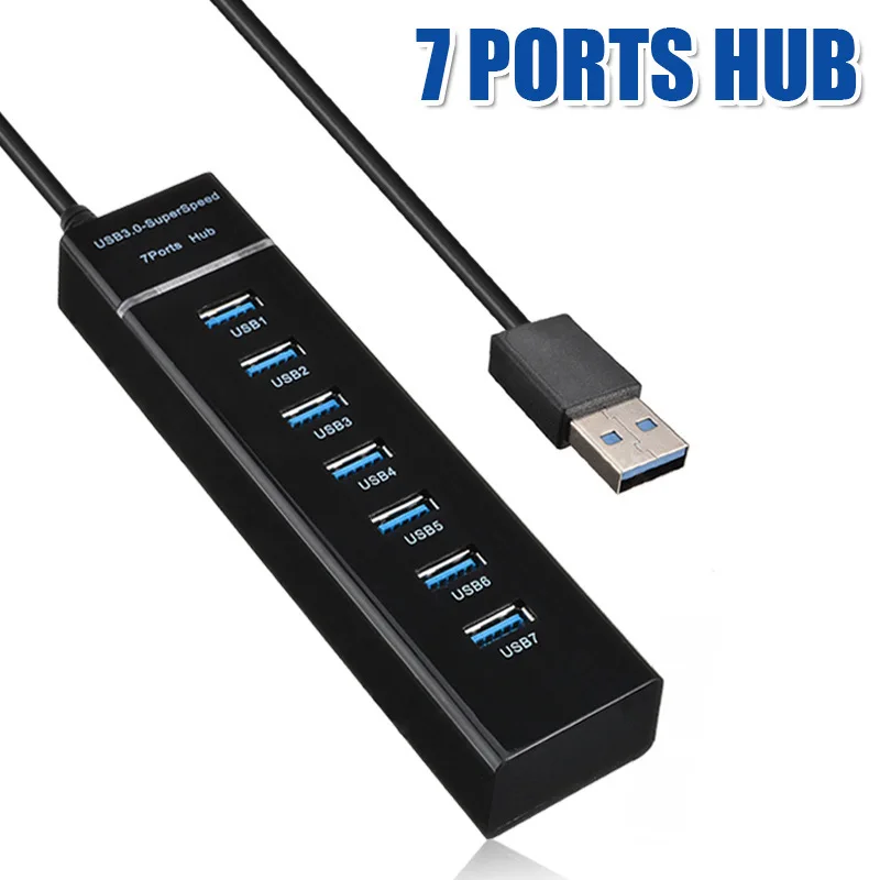 USB 3.0, 5 Гбит/с, высокоскоростной USB-концентратор, 4, 7-портовый USB-разветвитель, многопортовый адаптер для док-станции для ПК, компьютера, ноутбука Macbook
