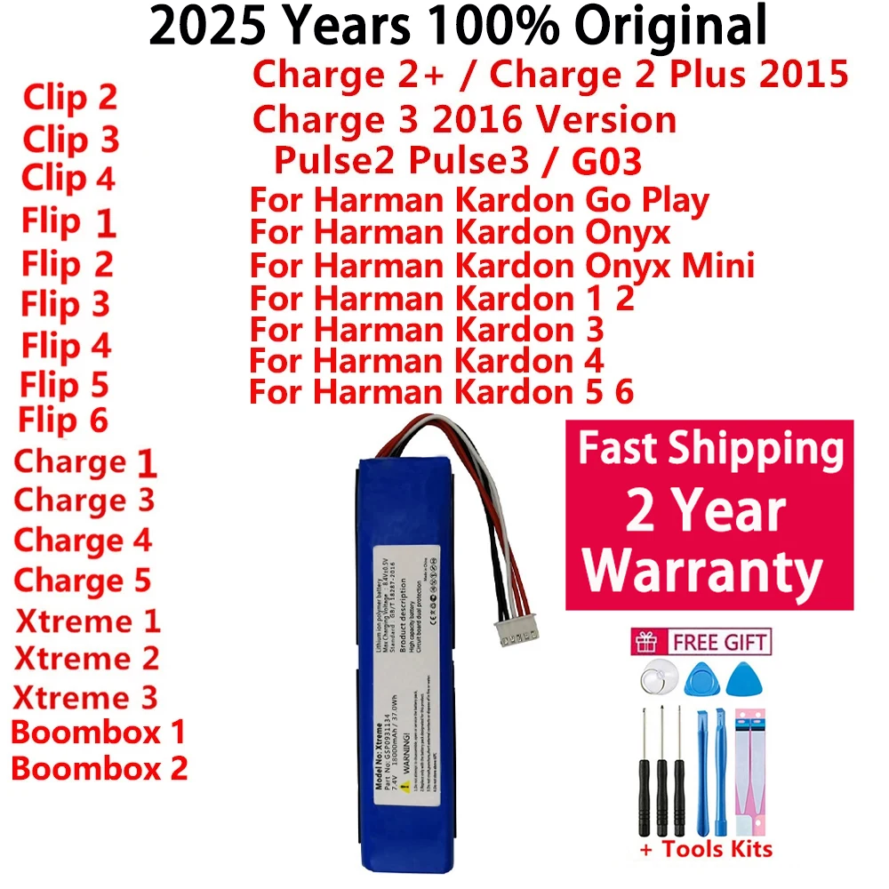 Original-Lautsprecher-Akku für Harman Kardon Onyx Studio für JBL Charge Boombox Flip Pulse Xtreme 1, 2, 3, 4, 5, 6, Go Play Onyx Mini