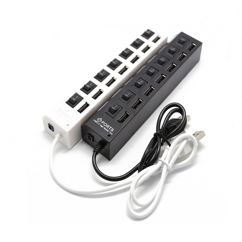 Divisor de concentrador USB con interruptor Individual, divisor de puerto USB de 4/7, adaptador USB de interruptor Individual, enchufe multipuerto alimentado por encendido/apagado
