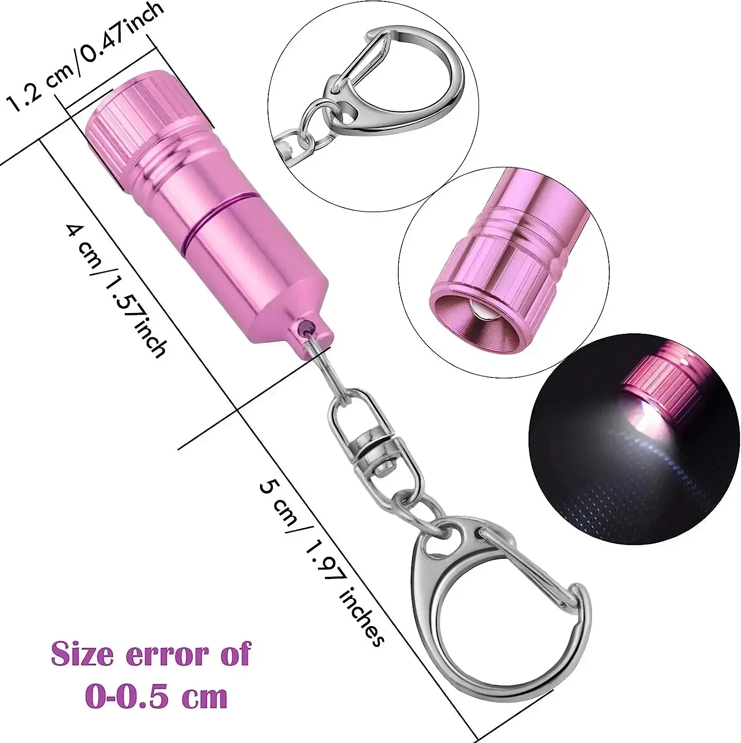 Mini LED Flashlight Pocket-sized Emergency Light Key Ring Flashlight Keychain Lights Small Torch with Button Battery