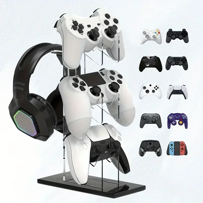 Soporte Universal de tres capas para auriculares, soporte para consola de juegos, almacenamiento de escritorio para todos los auriculares, accesorios para auriculares