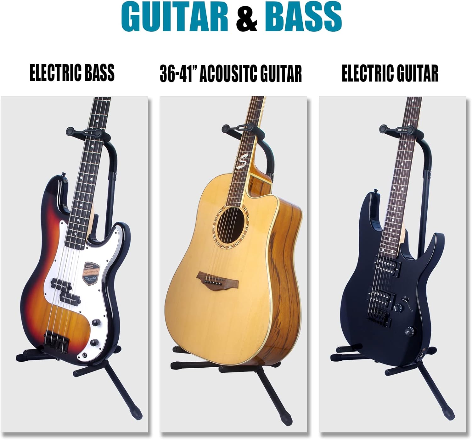 Universeller Gitarrenständer mit Halshalter, Stativ, Gitarrenhalter, Gitarren-Bodenständer für akustische E-Gitarren, Bass, Ukulele, Banjo