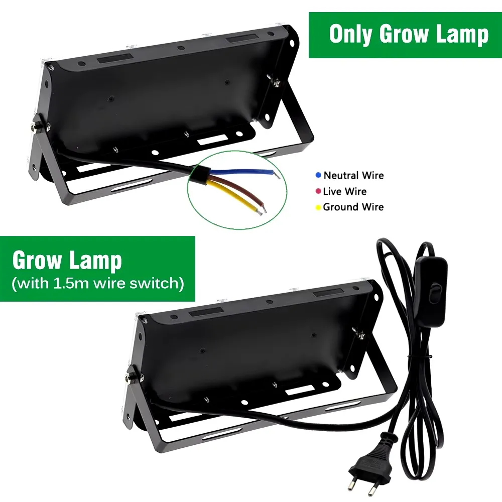 Full Spectrum LED Grow Light AC220V 50W 100W 300W Phyto Lamp With On/Off Switch For Greenhouse Hydroponic Plant Growth Lighting