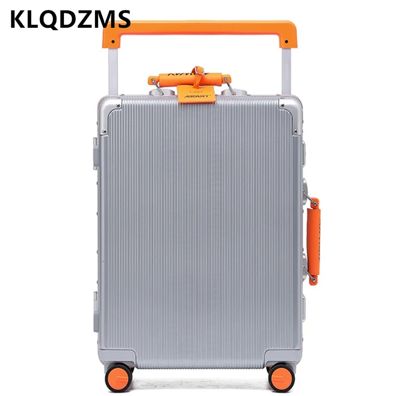 KLQDZMS 20 "24" 26 "28 นิ้วคุณภาพสูงกรอบอลูมิเนียมธุรกิจรถเข็น Universal ล้อ Boarding กล่อง Rolling กระเป๋าเดินทาง