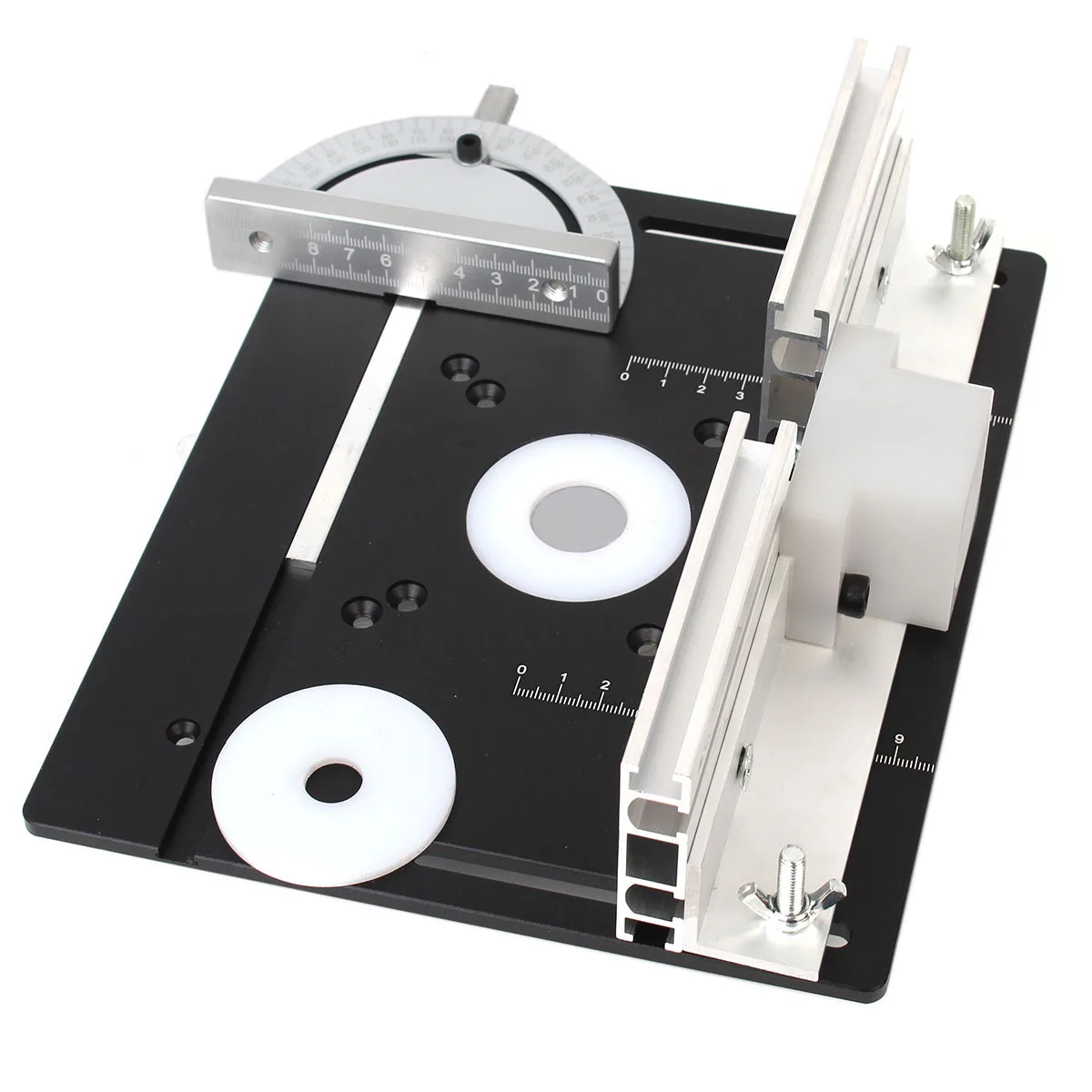 Aluminum Router Table Insert Plate W/ Miter Gauge 62x70mm 85x85mm for Woodworking Benches Table Saw Trimmer Engraving Machine