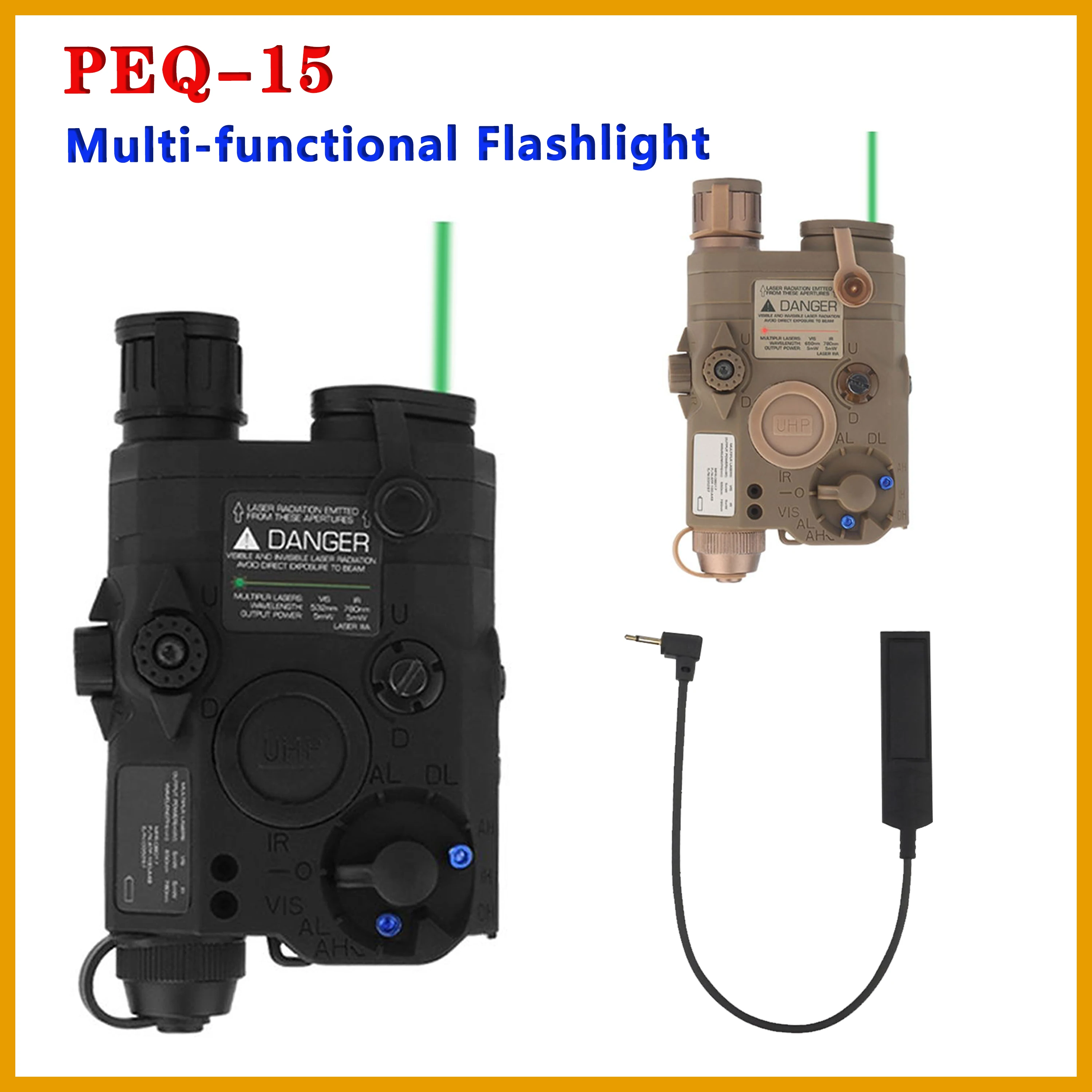 Linterna multifunción PEQ-15, iluminador infrarrojo, láser, luz visible, tres modos, equipo táctico para exteriores