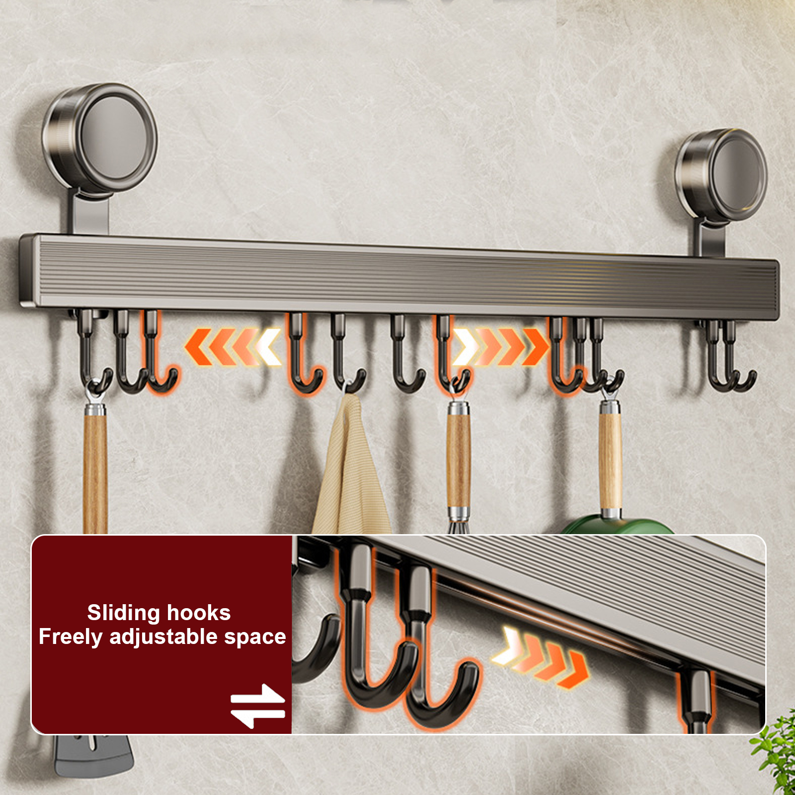 Кухонные крючки, вешалки, настенная стойка, настенная направляющая без перфорации, стойка для кухонной утвари, ложка, лопата, стеллаж для хранения разделочной доски