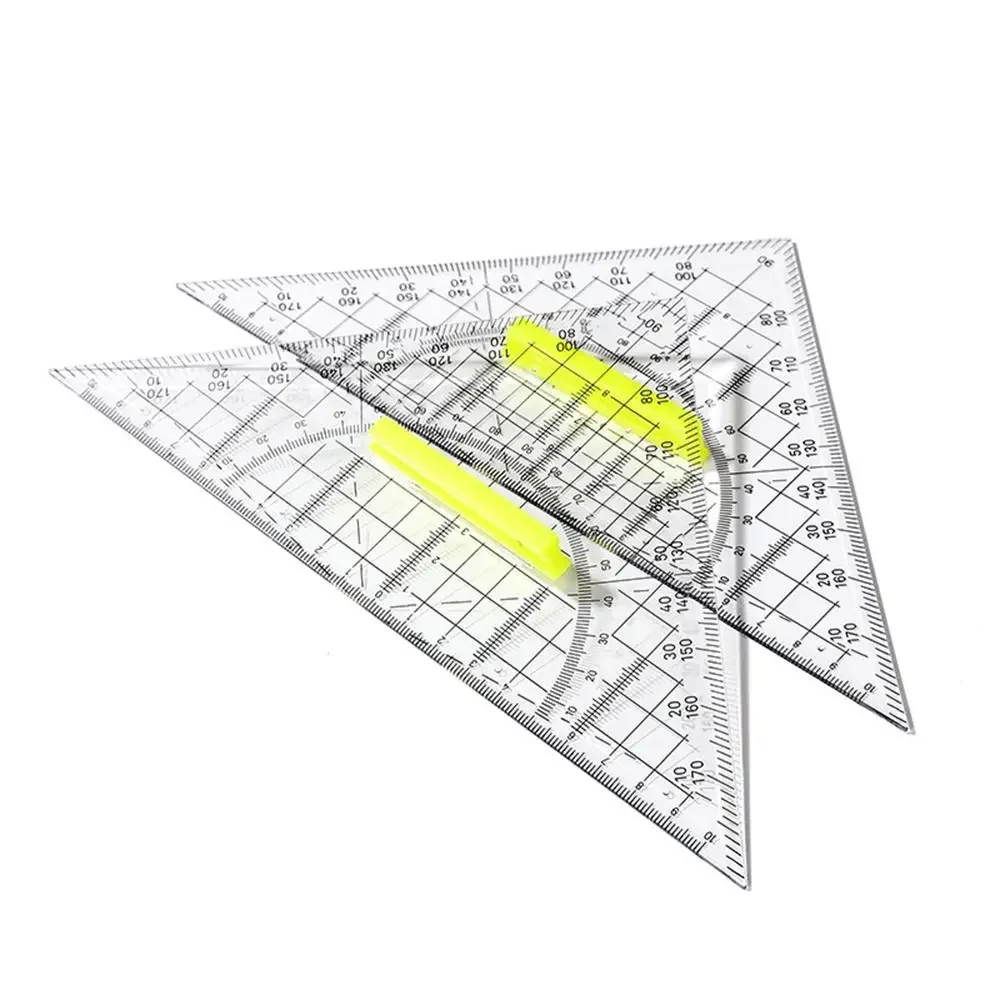 Multi-function Single Transparent Plastic Protractor, Student Drawing Tool, Triangular Ruler, Angle Measuring Tool