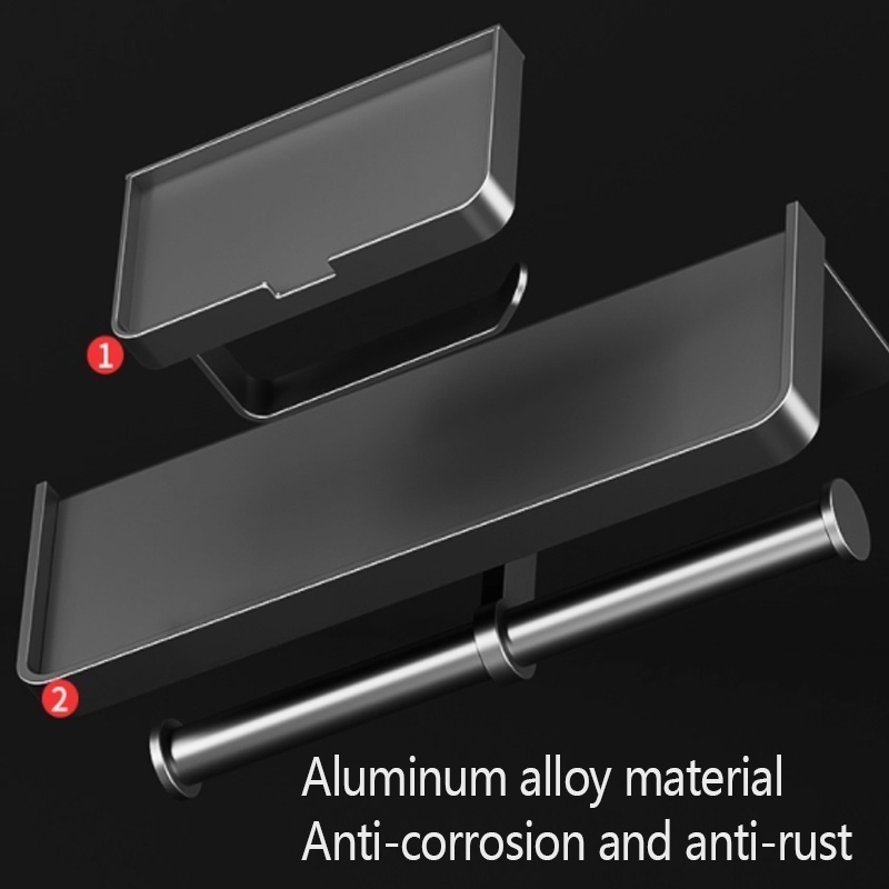 Kein Bohren Toilettenpapierhalter Wandmontierter Toilettenpapierhalter aus Aluminiumlegierung Taschentuchhalter Taschentuchhalter Badezimmerzubehör