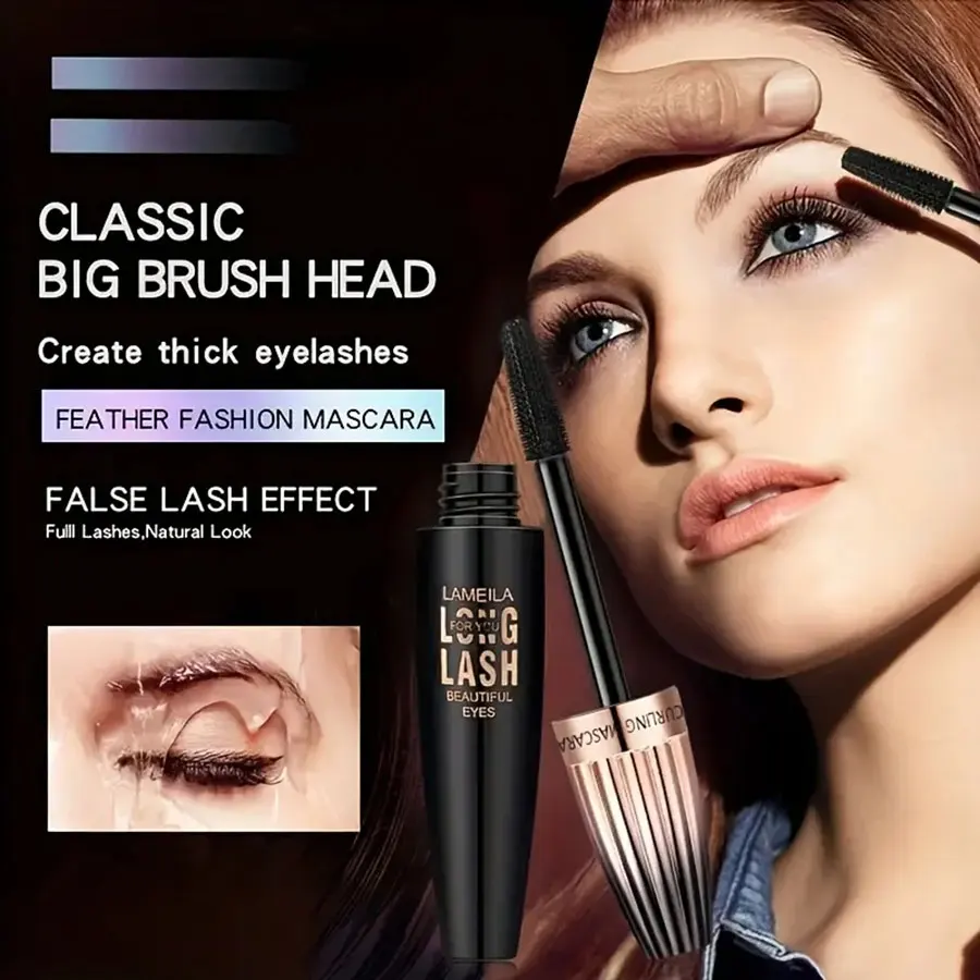 Mascara 4D impermeável para maquiagem de olhos grandes, grossa e longa, à prova de manchas, encriptada, duradoura, ferramentas de curling