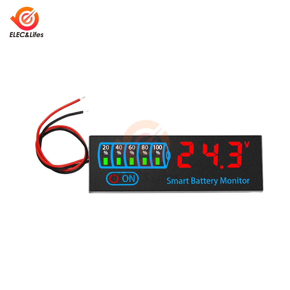 DC 7V-40V 3-14S LED Battery Capacity Indicator Power Display Panel Lithium Lead Acid Battery Capacity Voltage Meter Module