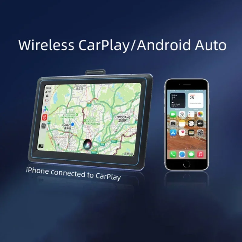 Autoradio universale da 7 pollici portatile Wireless Apple CarPlay Android Auto Stereo Multimedia Touch Screen navigazione Bluetooth