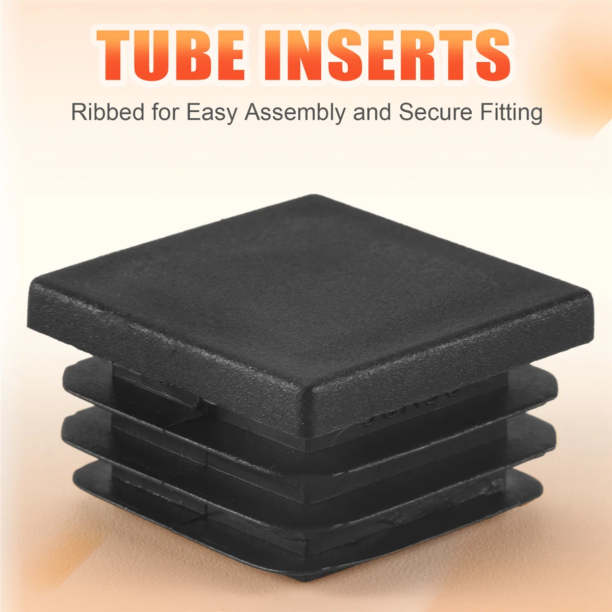 24 ชิ้น 30 มิลลิเมตร x 30 มิลลิเมตรพลาสติก Ribbed Square End Caps หลอดแทรกสีดํา