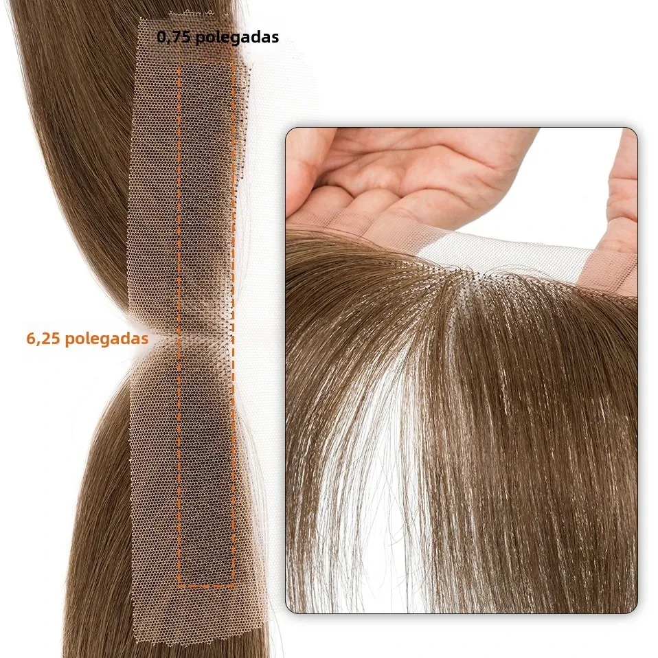 Tess feminino topper cabelo humano 10 polegada natural linha fina remendo de cabelo perda de cabelo mão gancho renda único nó cabelo invisível peruca