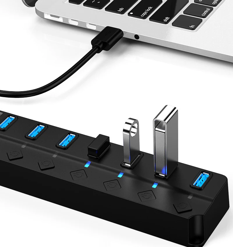 7-IN-1 USB 2.0 High Speed USB Docking Station Extender USB HUB Splitter mit Schaltersteuerung für Laptop MacBook Pro
