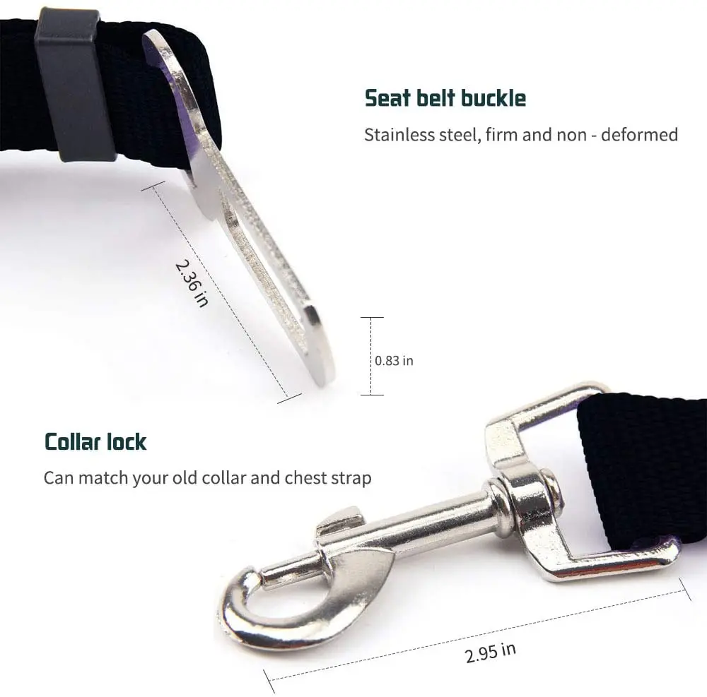 Ceinture de sécurité réglable pour animaux de compagnie, chat, chien, siège pour animaux de compagnie, véhicule, harnais pour chien, Clip en plomb, levier de sécurité, Traction, colliers pour chiens, Accessoires pour chiens