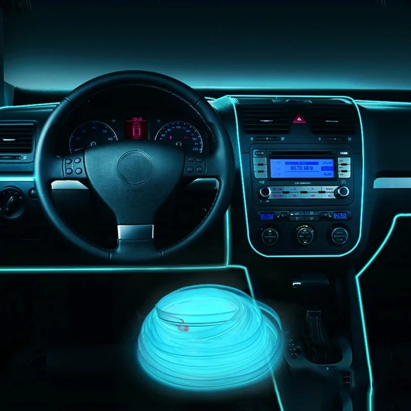1m/3m/5m interior do carro conduziu a lâmpada decorativa el fiação tira de néon para auto diy flexível luz ambiente festa atmosfera diodo