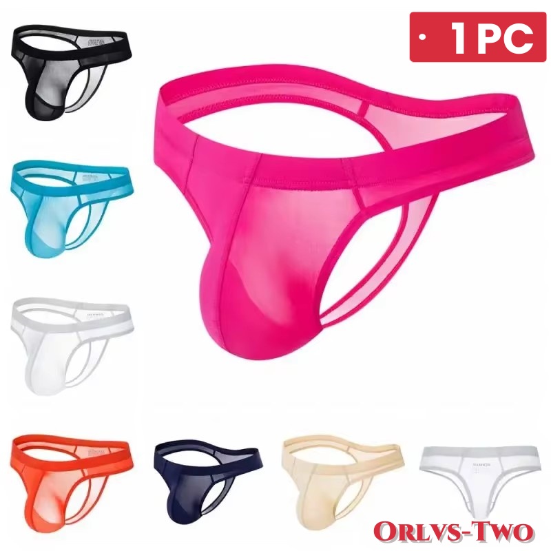 1 PC Męskie majtki stringi Ultracienkie stringi G Strings Pouch Ice Silk Tanga Hombre Seksowna bielizna gejowska Oddychające majtki męskie