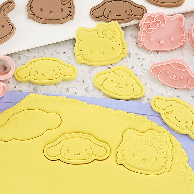 Hello Kitty Cartoon Cookie Cutter Set Sanrio Cute Figure Kuromi Cinnamoroll Modeling Dessert Mold Kitchen Supplies Tools
