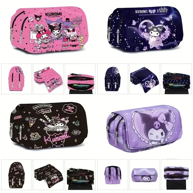 Estuche para lápices Sanrio Hello Kitty, bolsa de papelería de gran capacidad para estudiantes, bolsa de almacenamiento de maquillaje Kawaii para niñas, regalos de fiesta