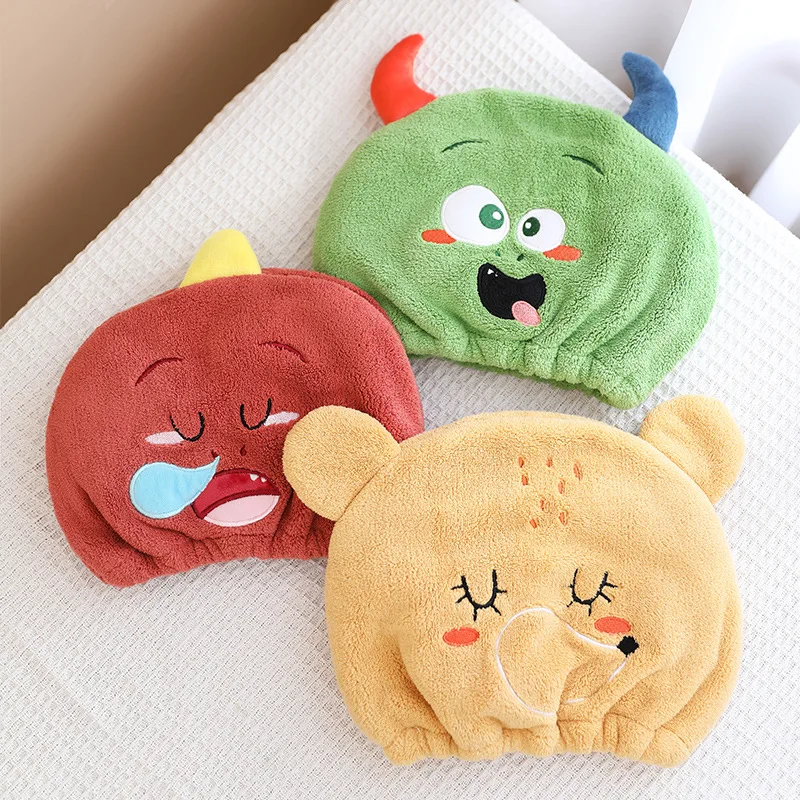 Gorro de toalla para el pelo de niño con dibujos de animales, gorro de secado de microfibra de secado rápido, súper absorción, gorro de baño para niño