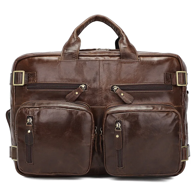 Formale Markendesigner-Aktentasche aus schwarzem Leder, Umhängetasche für Laptop, Notebook-Tasche, echtes Leder, Tragetasche, Rucksack, 3-in-1
