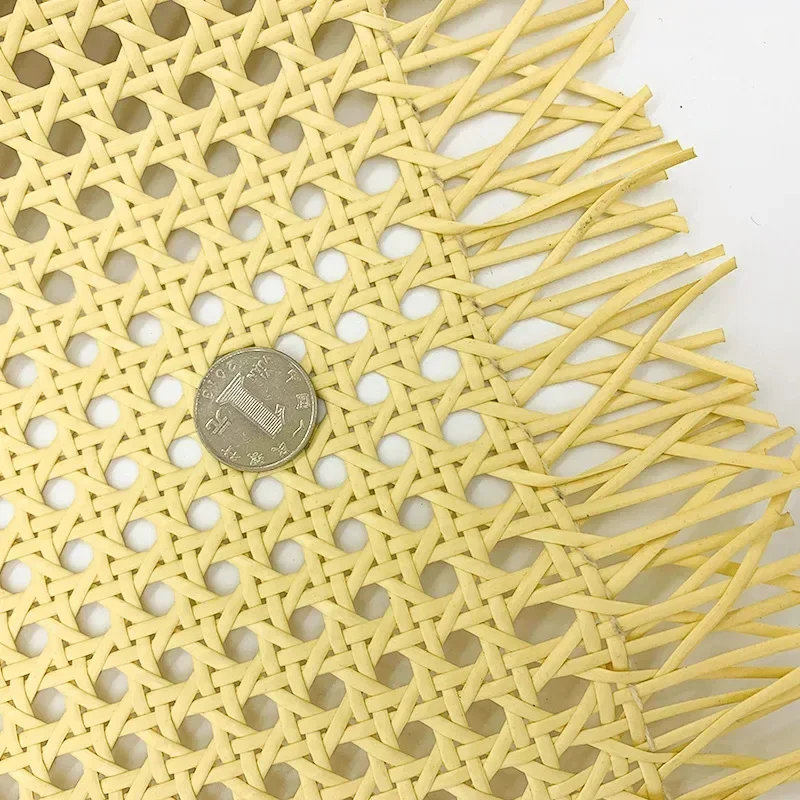 Yellow Coffee Primary Color Vinyl Cane Webbing Wicker Grid Rattan Roll Weaving Material for Chair Cabinet Furniture Decor Hot