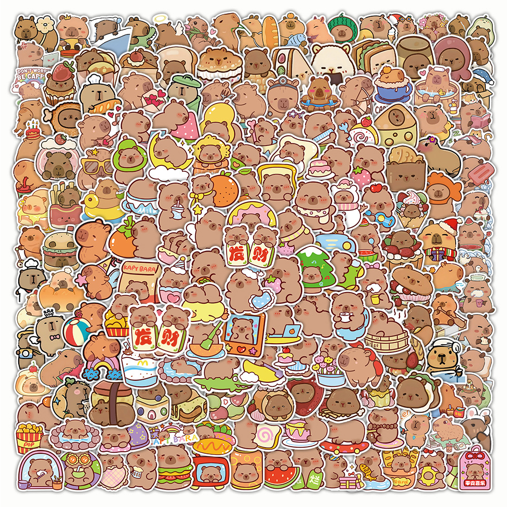 10/50/100/200 pçs dos desenhos animados capivara adesivo divertido animal decalques brinquedos presentes diy scrapbook portátil telefone à prova dwaterproof água bonito adesivo packs