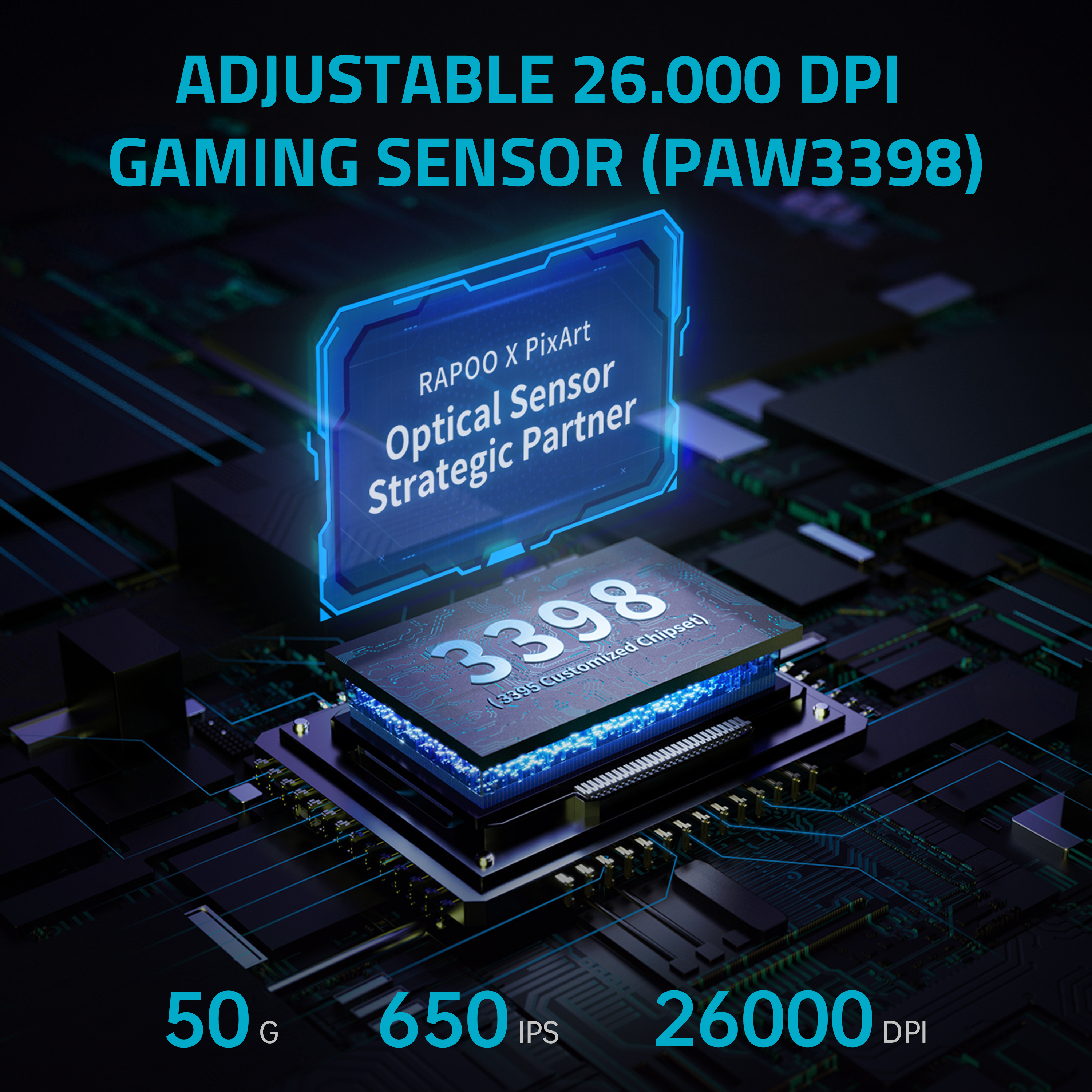 Rapoo-ratón inalámbrico para juegos VT3Pro, 59g, ligero, 8KHz, velocidad de orollamiento, 26000DPI, 9 botones programables, Sensor óptico definitivo