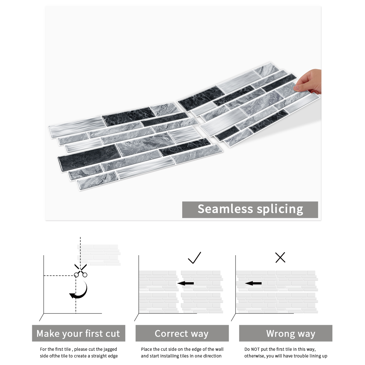 12/24/48 pces casca e vara telha adesivo auto adesivo vara no backsplash da telha para cozinha banheiro, decoração do quarto