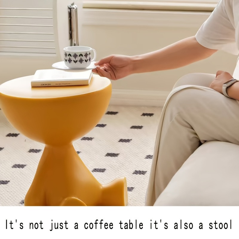 1pc bear shaped plastic multifunctional bedside table, easy to assemble, suitable for living room and bedroom storage