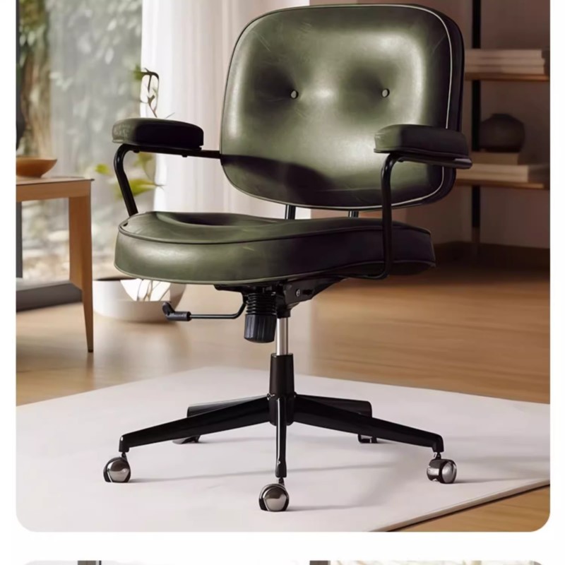 FULL LOVE-Silla de ordenador para el hogar, asiento de escritorio de estudio, cómodo, de cuero, giratoria, doble reposabrazos