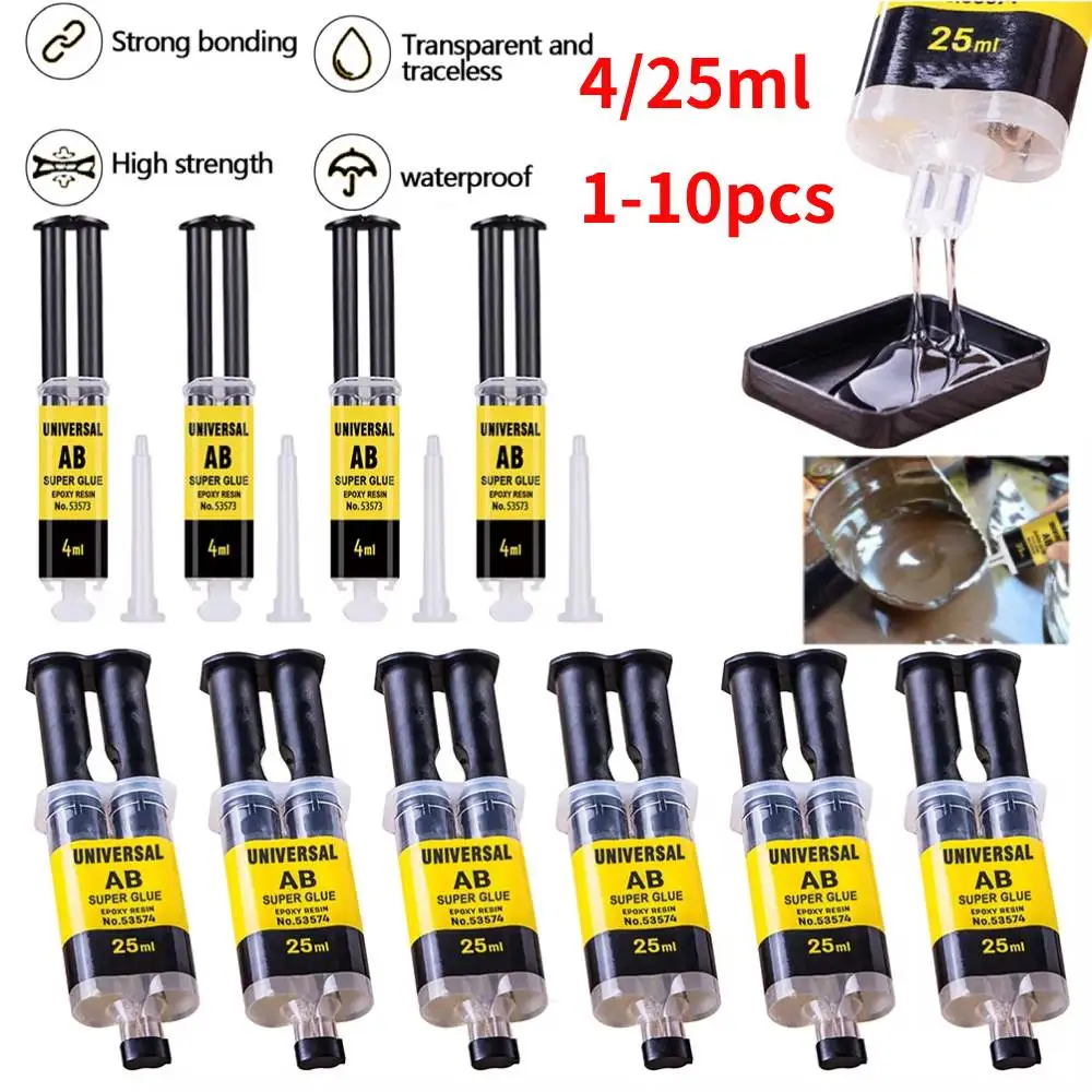 Klej epoksydowy AB 4/25ml Wodoodporny, błyskawiczny klej naprawczy, mocny super klej płynny do drewna, plastiku, metalu, spawania