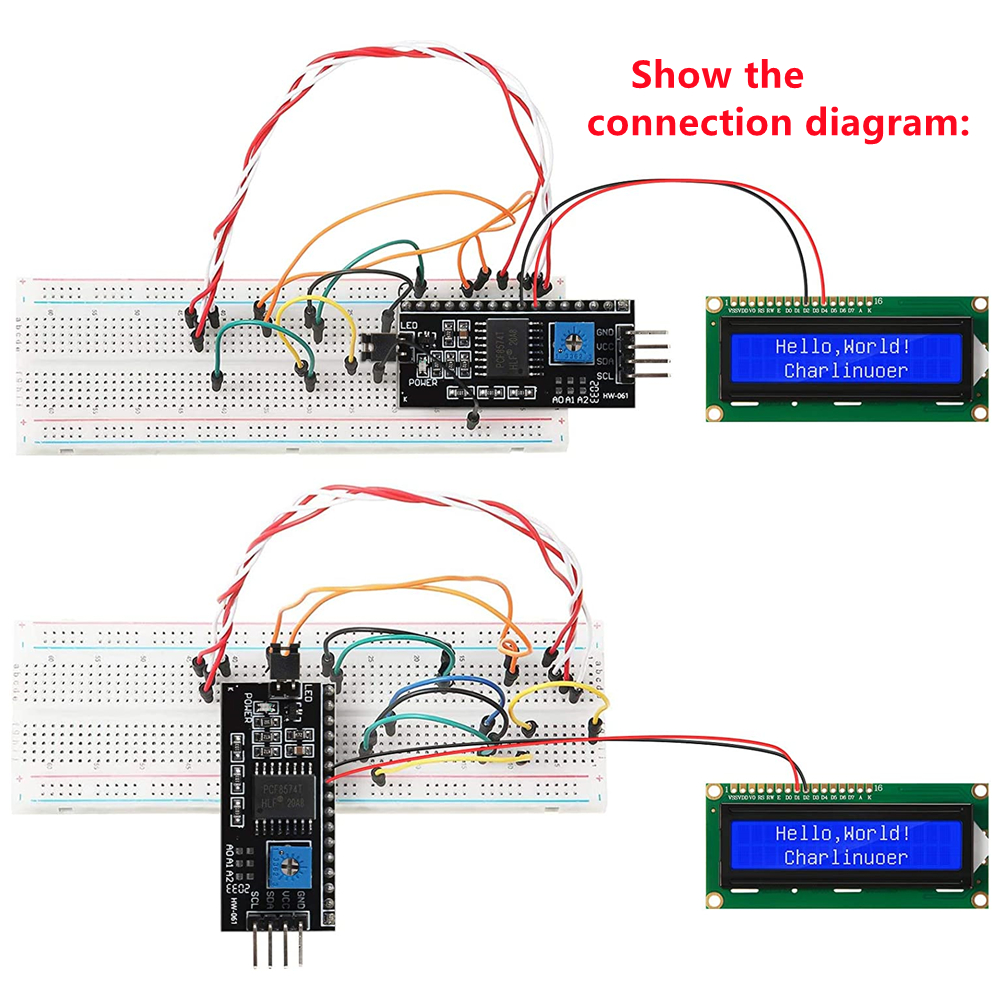 LCD1602 1602 ЖК-модуль синий/желтый зеленый экран 16x2 символьный ЖК-дисплей PCF8574T PCF8574 IIC I2C интерфейс 5 В для Arduino