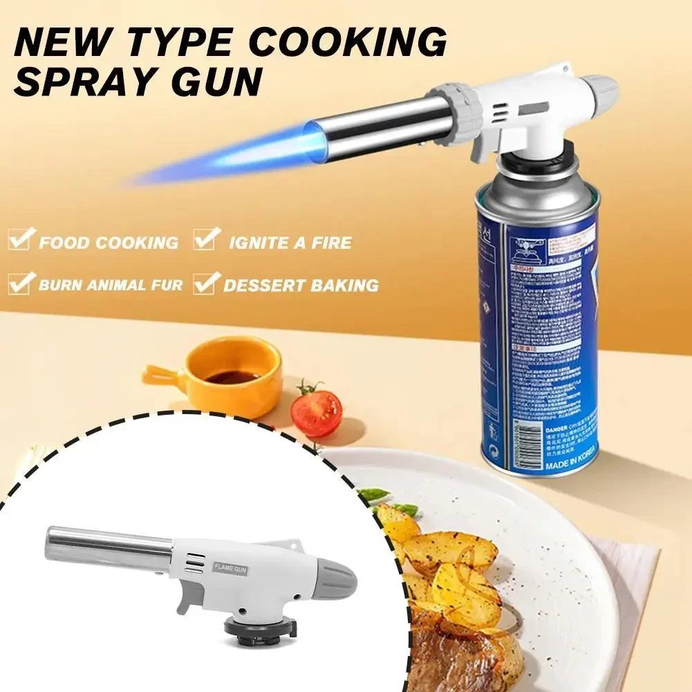 Isqueiros a gás chama ajustável, cabeça de ignição, uso reverso, jato de cozinha, tocha, isqueiro butano para churrasco