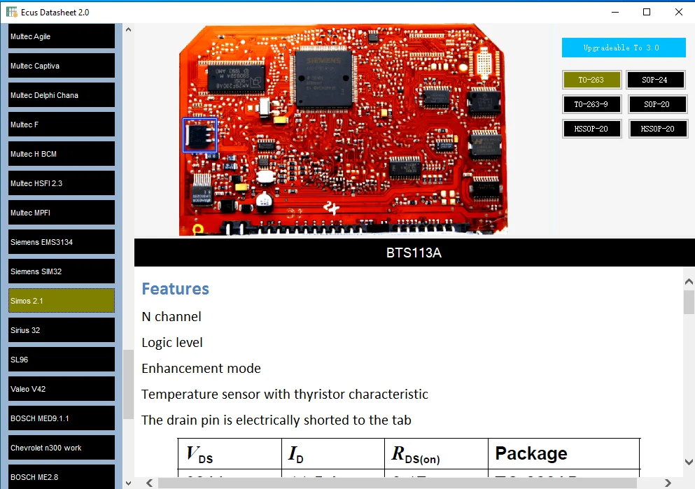 Ecus Datasheet 2.0 ECU reparasi Software PCB Schematics dengan komponen elektronik mobil ECUs dan informasi tambahan