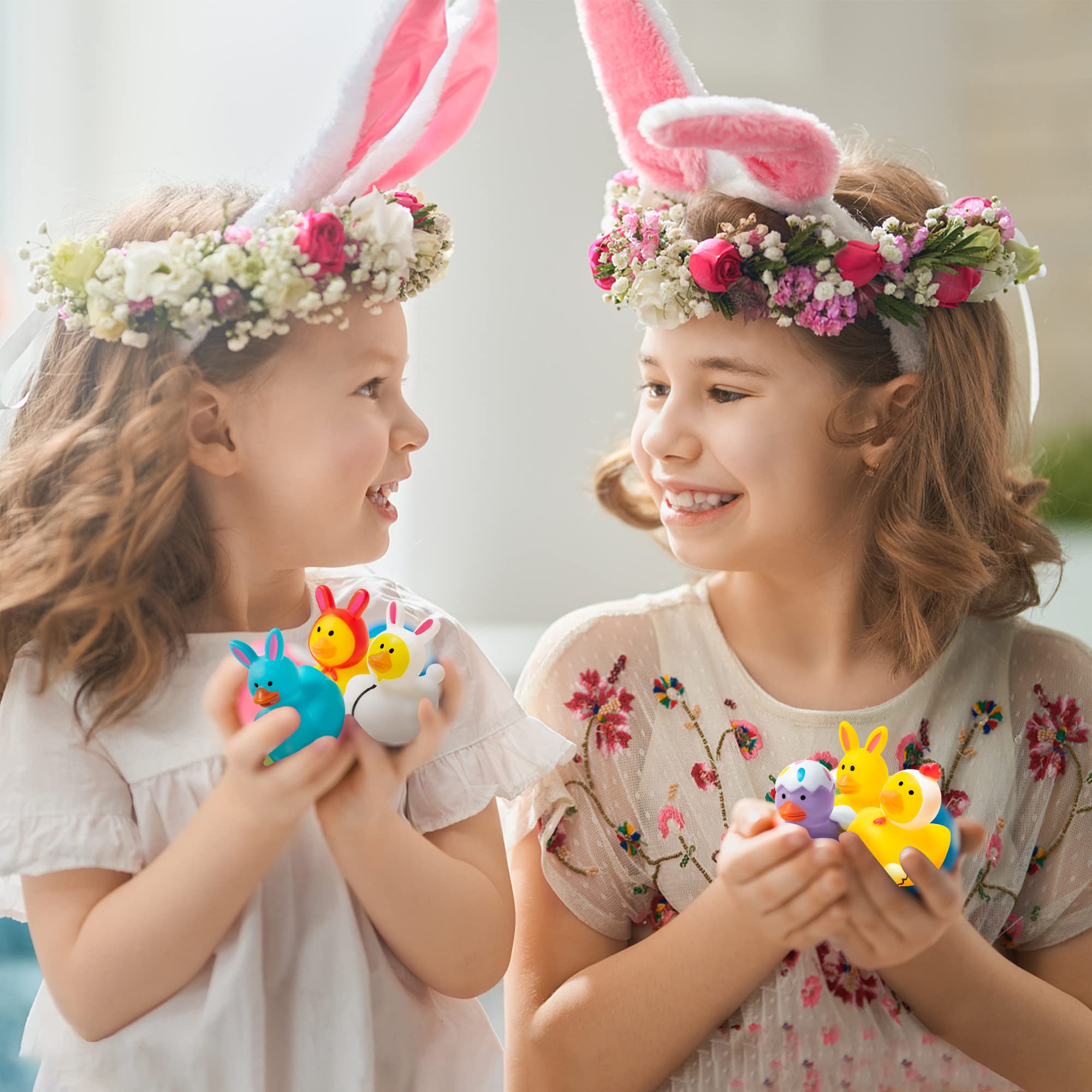 2/6/12/24pcs Easter Rubber Ducks, Mini  Bunny Rubber Duckies Bath Toys for Kids,  Easter Basket Stuffers and Party Favors