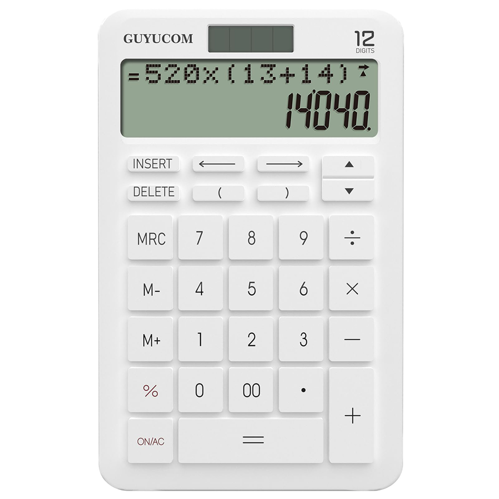 Tischrechner mit verbessertem Geschichtsaufzeichnungs- und Rückverfolgungsfunktion, Prozentsatz, 2-linig, großes, deutlich LCD-Display, 12-stellig