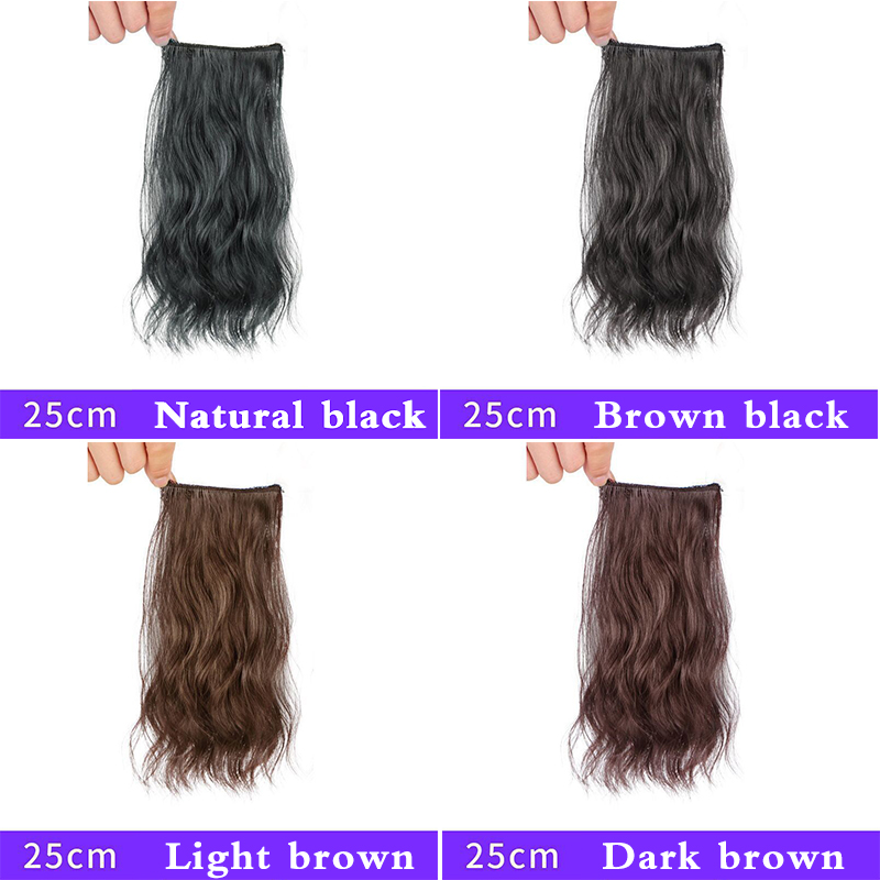 Pelo sintético rizado para mujer, Mini almohadilla para el pelo de 25cm, extensión de cabello Natural negro y marrón, Clips en peluca